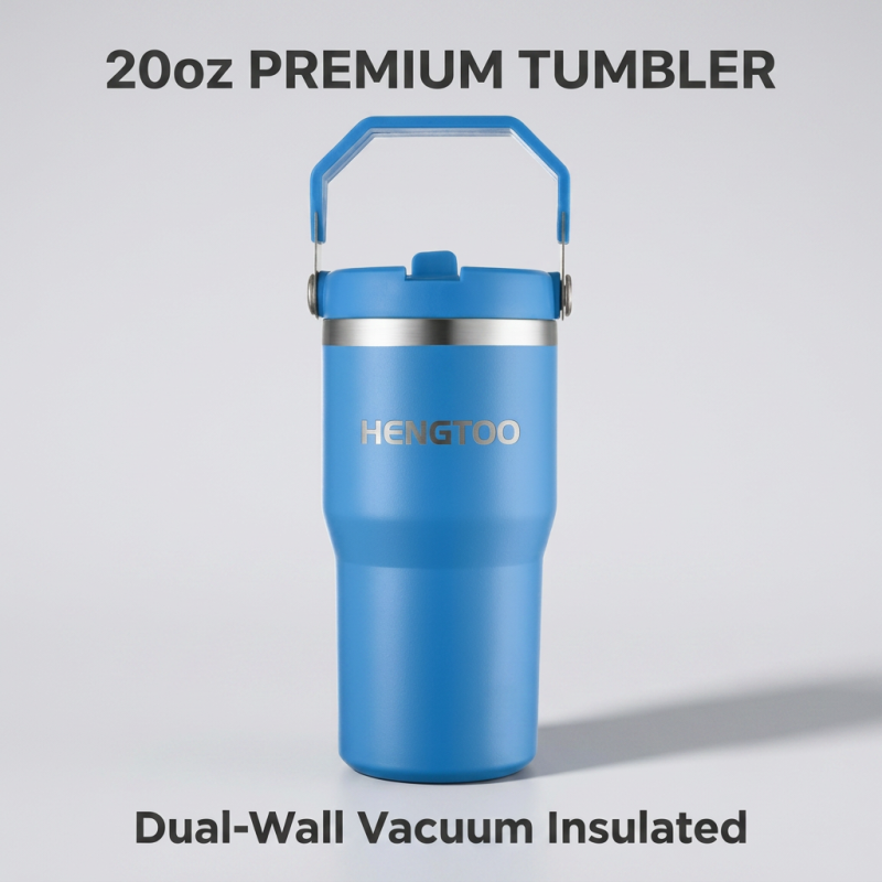 Top Rated 20oz Stainless Steel 304 Tumbler with Handle and Lid 12-24hr Thermal Insulation for Outdoor Sports & Travel