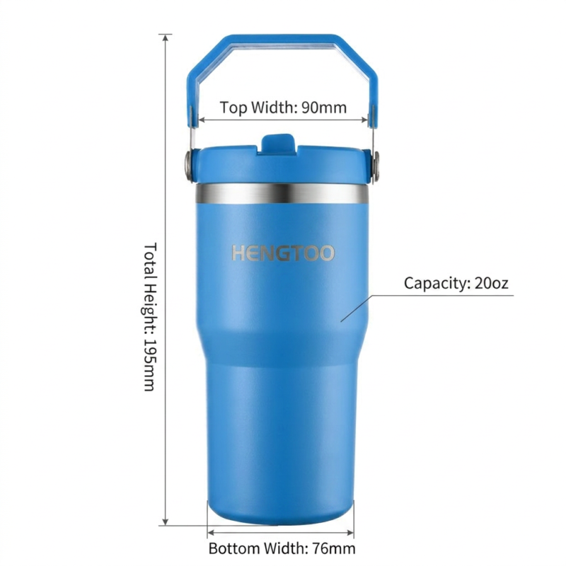 Top Rated 20oz Stainless Steel 304 Tumbler with Handle and Lid 12-24hr Thermal Insulation for Outdoor Sports & Travel