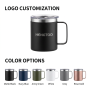 Wholesale 12oz Custom Logo Stainless Steel Coffee Mug Leak-Proof Vacuum Insulated Travel Tumbler Handle Lid Office Cup Business