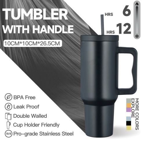 New Arrival 304 Stainless Steel Cartoon Straw Mug 40oz Vacuum Insulated BPA Free Leak-Proof 6-12hr Thermal Portable Handle Large