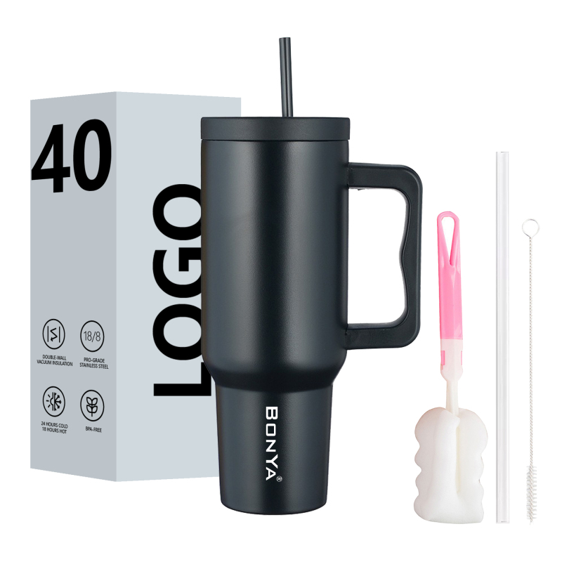 New Arrival 304 Stainless Steel Cartoon Straw Mug 40oz Vacuum Insulated BPA Free Leak-Proof 6-12hr Thermal Portable Handle Large