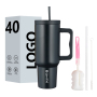 New Arrival 304 Stainless Steel Cartoon Straw Mug 40oz Vacuum Insulated BPA Free Leak-Proof 6-12hr Thermal Portable Handle Large