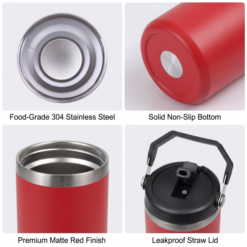 30oz Stainless Steel Tumbler with Handle and Lid Straw Eco-Friendly BPA Free Vacuum Insulated Travel Mug for Car Gym Camping