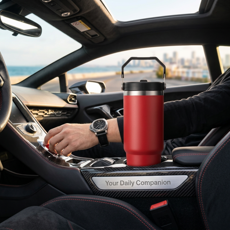 30oz Stainless Steel Tumbler with Handle and Lid Straw Eco-Friendly BPA Free Vacuum Insulated Travel Mug for Car Gym Camping