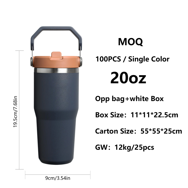 Wholesale 20oz Tumbler with Handle, Custom Logo Stainless Steel Insulated Travel Mug, Compact Everyday Carry Cup Factory Direct - HENGTOO