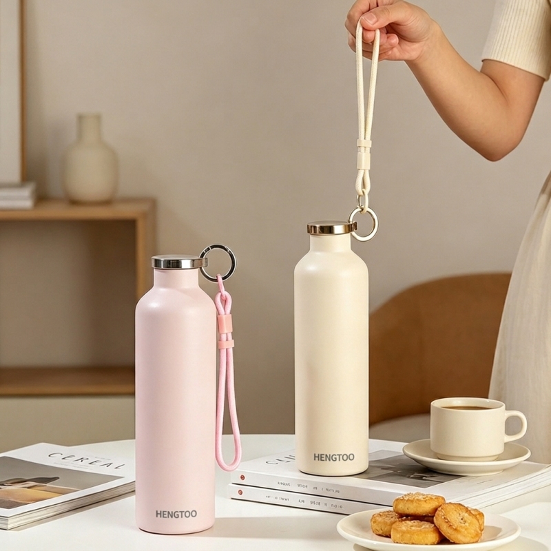 OEM ODM Double Wall Vacuum Insulated Stainless Steel Bottle Water Bottle with Carry Handle Portable Water Cup for Outdoor Sports