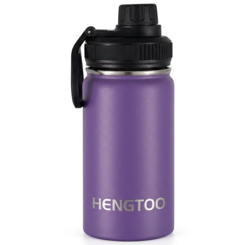 Wholesale 12oz Custom Logo Sport Water Bottle 304 Stainless Steel Vacuum Insulated Flask with Spout Lid and Handle