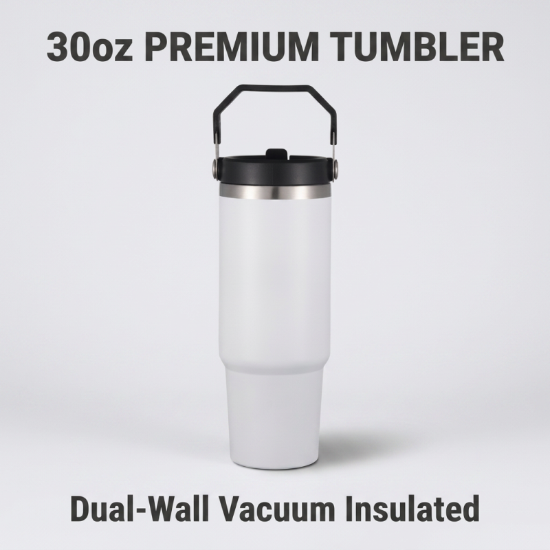 30oz Stainless Steel Vacuum Insulated Tumbler with Handle Lid Straw Leak-Proof Double Wall BPA Free Cold for Car & Travel
