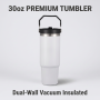 30oz Stainless Steel Vacuum Insulated Tumbler with Handle Lid Straw Leak-Proof Double Wall BPA Free Cold for Car & Travel