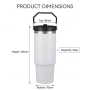 30oz Stainless Steel Vacuum Insulated Tumbler with Handle Lid Straw Leak-Proof Double Wall BPA Free Cold for Car & Travel
