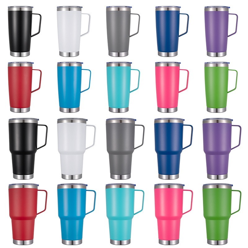 20oz 30oz Double Wall Vacuum Insulated Travel Coffee Mug Tumbler Stainless Steel Cup Mug Tumbler With Handle and Straw