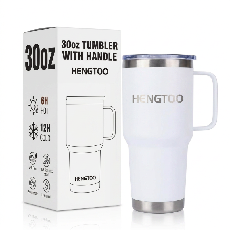 Custom Logo 30oz Stainless Steel Vacuum Insulated Tumbler Cup With Handle for Coffee Travel Mug Gift