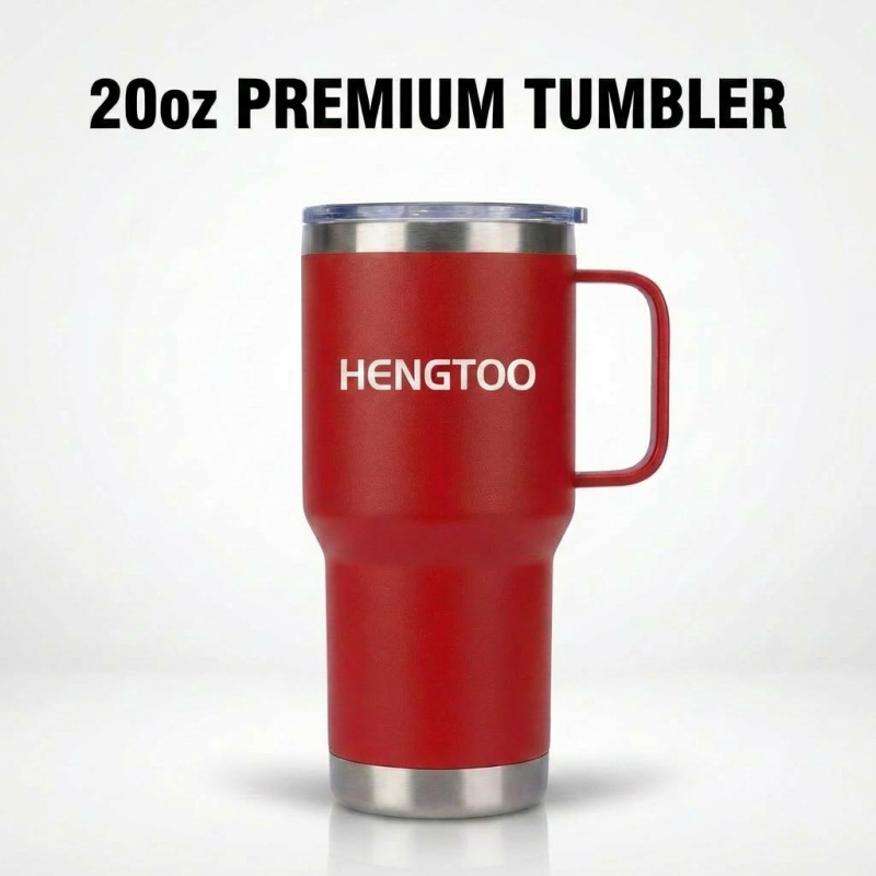Bulk 20oz Double Wall Vacuum Insulated Tumbler Cup With Handle for Hot and Cold Beverage Travel Mug