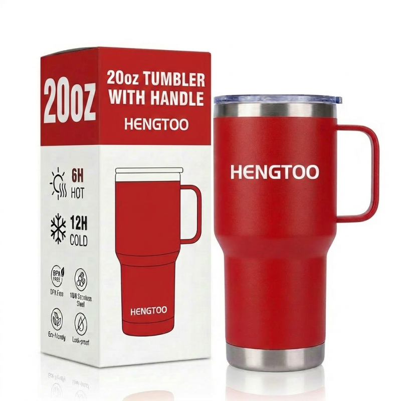 Bulk 20oz Double Wall Vacuum Insulated Tumbler Cup With Handle for Hot and Cold Beverage Travel Mug