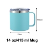 14oz Stainless Steel Coffee Mug Handle Vacuum Insulated Travel Mug Leakproof BPA Free 6-12hrs Thermal Performance for Office
