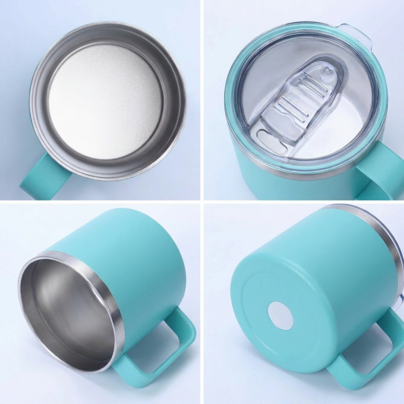 14oz Stainless Steel Coffee Mug Handle Vacuum Insulated Travel Mug Leakproof BPA Free 6-12hrs Thermal Performance for Office