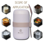 Food Safe 12oz Stainless Steel Double Wall Vacuum Insulated Tumbler with Handle Lid Spoon BPA Free for Daily Use