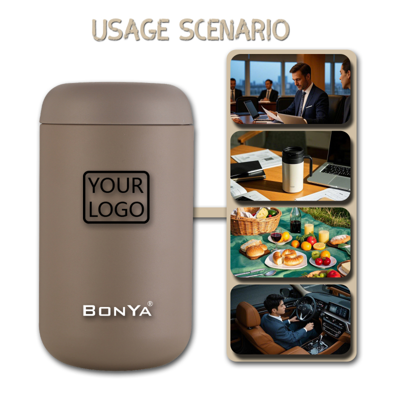 Food Safe 12oz Stainless Steel Double Wall Vacuum Insulated Tumbler with Handle Lid Spoon BPA Free for Daily Use