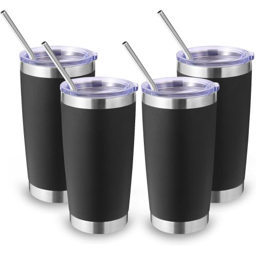 20oz 550ml Insulated Travel Tumbler Double Wall Stainless Steel Mug Red Powder Coated Lid Straw Hot Cold Drink Vessel