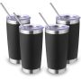 20oz 550ml Insulated Travel Tumbler Double Wall Stainless Steel Mug Red Powder Coated Lid Straw Hot Cold Drink Vessel