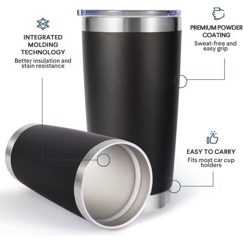 20oz 550ml Insulated Travel Tumbler Double Wall Stainless Steel Mug Red Powder Coated Lid Straw Hot Cold Drink Vessel