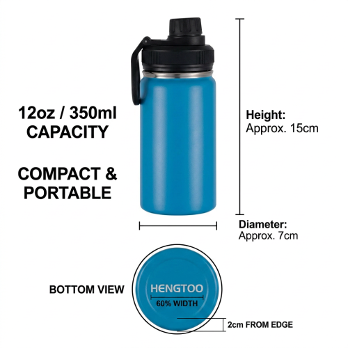 Whole Sale Bulk Stainless Steel Vacuum Insulated12oz Cleaning Brush Included Thermal Cup with Handle Lid  for Camping Office Use
