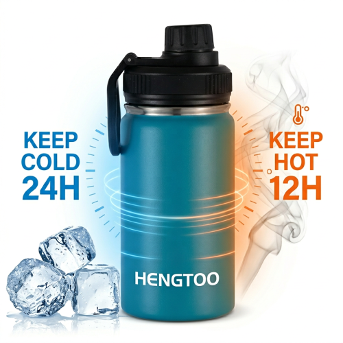 Whole Sale Bulk Stainless Steel Vacuum Insulated12oz Cleaning Brush Included Thermal Cup with Handle Lid  for Camping Office Use
