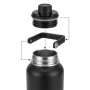 Premium 64oz  Leak-proof Wide Mouth Insulated Stainless Steel Sports Water Bottle Flask with Handle for Gym Outdoor Hiking