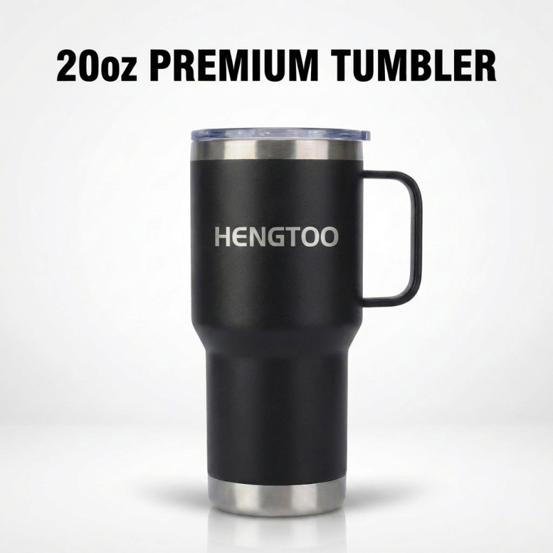 New Arrival 20oz Powder Coated Tumbler With Handle and Straw Lid for Smoothie Bubble Tea Boba Cup