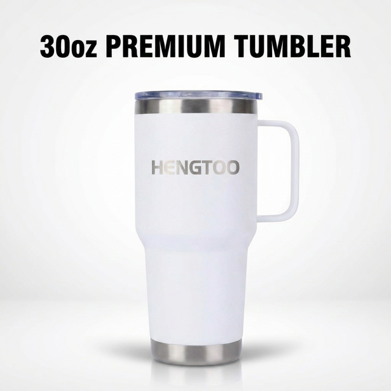 Trending 30oz Stainless Steel Vacuum Flask Tumbler with Handgrip for Car Travel-Leak-Proof & BPA Free