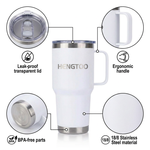 Trending 30oz Stainless Steel Vacuum Flask Tumbler with Handgrip for Car Travel-Leak-Proof & BPA Free