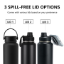 Premium 24oz Insulated Stainless Steel Sports  Leak-proof Wide Mouth Water Bottle Flask with Handle for Gym Yoga Hiking