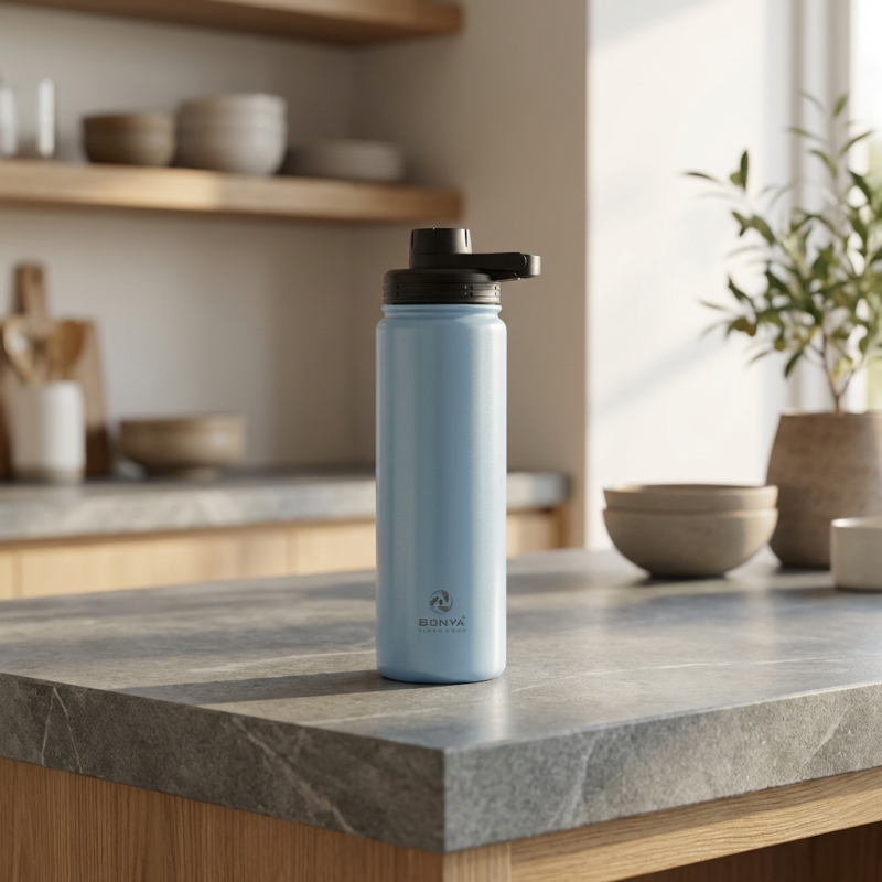 Premium 24oz Insulated Stainless Steel Sports  Leak-proof Wide Mouth Water Bottle Flask with Handle for Gym Yoga Hiking