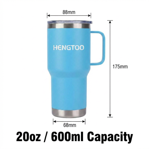 Wholesale 20oz Stainless Steel Double Wall Vacuum Insulated Tumbler with Handle for Camping & Office Use Sublimation Blanks
