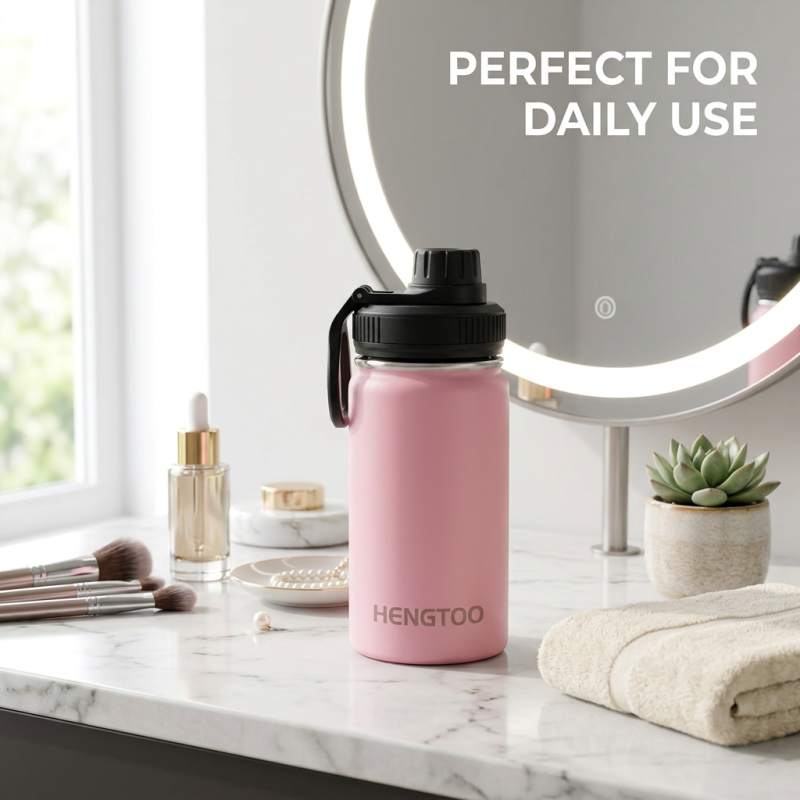 12oz Stainless Steel Double Wall Vacuum Tumbler Handle Lid BPA Free Eco-Friendly for Outdoor Camping Hiking Gym Cold Drinks