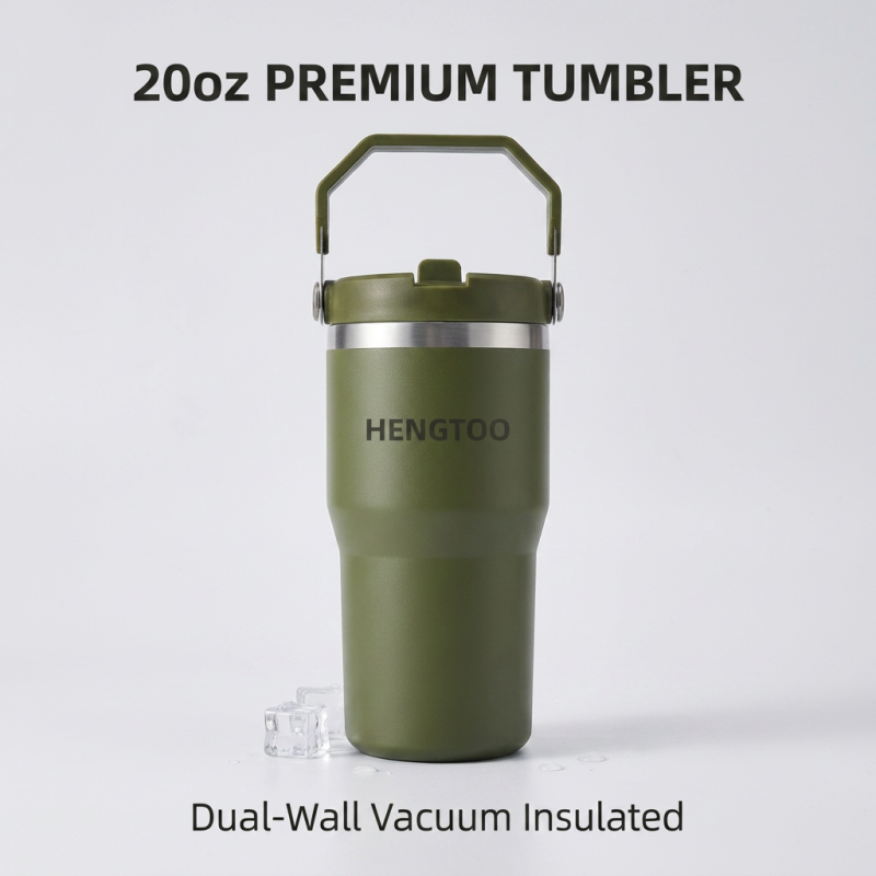 Premium 304 Stainless Steel 20oz Vacuum Insulated Tumbler with Handle for Camping Cold & Hot Drinks