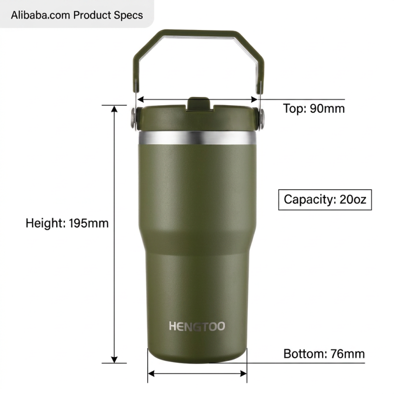 Premium 304 Stainless Steel 20oz Vacuum Insulated Tumbler with Handle for Camping Cold & Hot Drinks