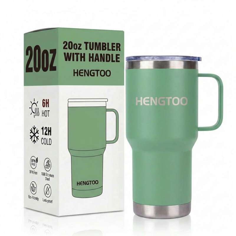 Personalized 20oz Vacuum Insulated Travel Tumbler With Handle for Car Camping Outdoor Sport Coffee Mug