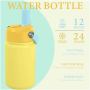 Kid Water Bottle 12oz Double Wall 18/8 Stainless Steel Vacuum Insulated for Children With BPA-free Lid