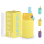 Kid Water Bottle 12oz Double Wall 18/8 Stainless Steel Vacuum Insulated for Children With BPA-free Lid
