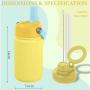 Kid Water Bottle 12oz Double Wall 18/8 Stainless Steel Vacuum Insulated for Children With BPA-free Lid