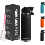 Double Wall Wide Mouth Water Bottles with Custom logo Colorful Oem Stainless Steel Drinking Water Bottle with Optional Lids