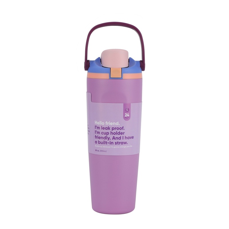 Custom Logo 40oz Stainless Steel Tumbler with Handle and Straw Vacuum Insulated Leakproof Office Cup Travel Mug