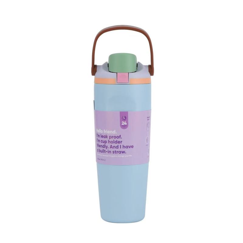 Custom Logo 40oz Stainless Steel Tumbler with Handle and Straw Vacuum Insulated Leakproof Office Cup Travel Mug