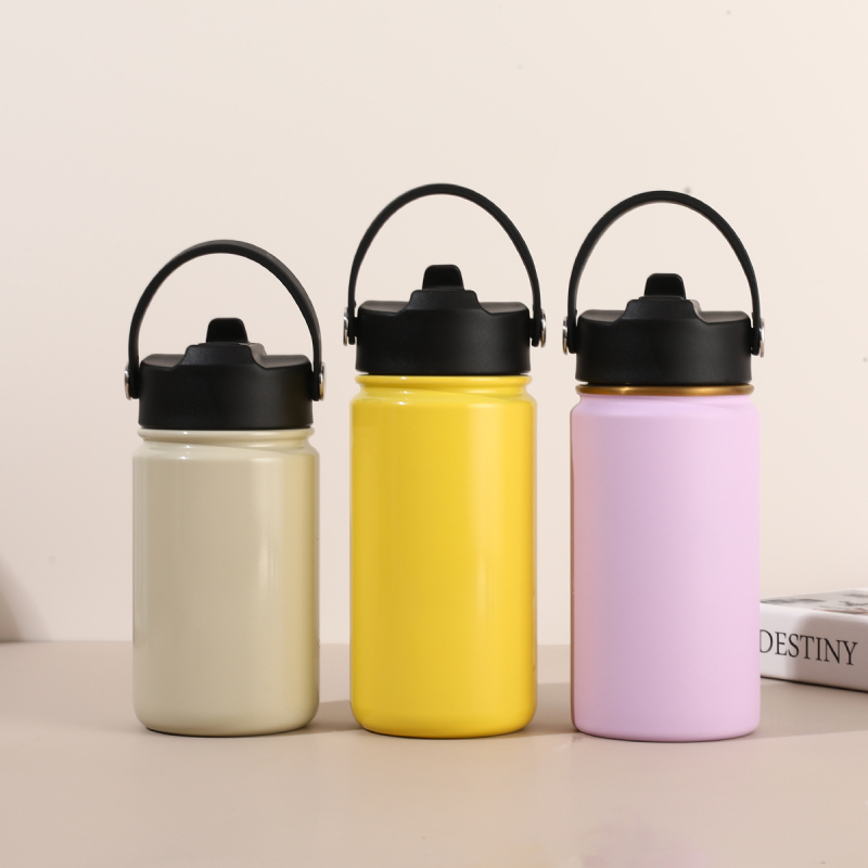 New Lid BPA Free Double Wall Stainless Steel Insulated Vacuum Flask 14oz Kid Water Bottle for School
