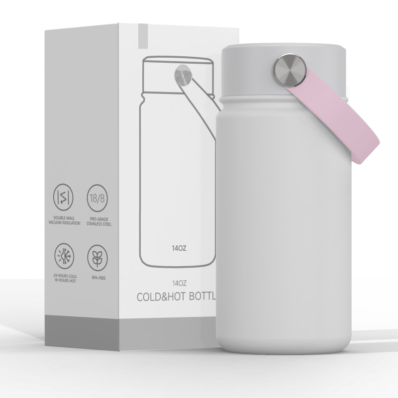 New Lid BPA Free Double Wall Stainless Steel Insulated Vacuum Flask 14oz Kid Water Bottle for School