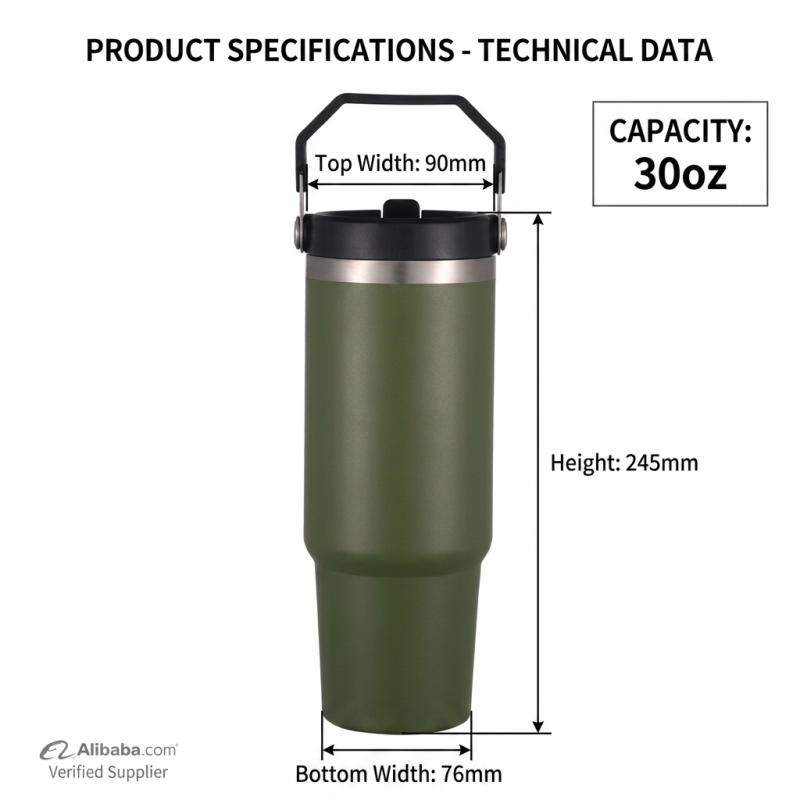 Top Ranking 30oz Stainless Steel Tumbler with Handle and Straw Vacuum Insulated Mug for Car Travel Coffee