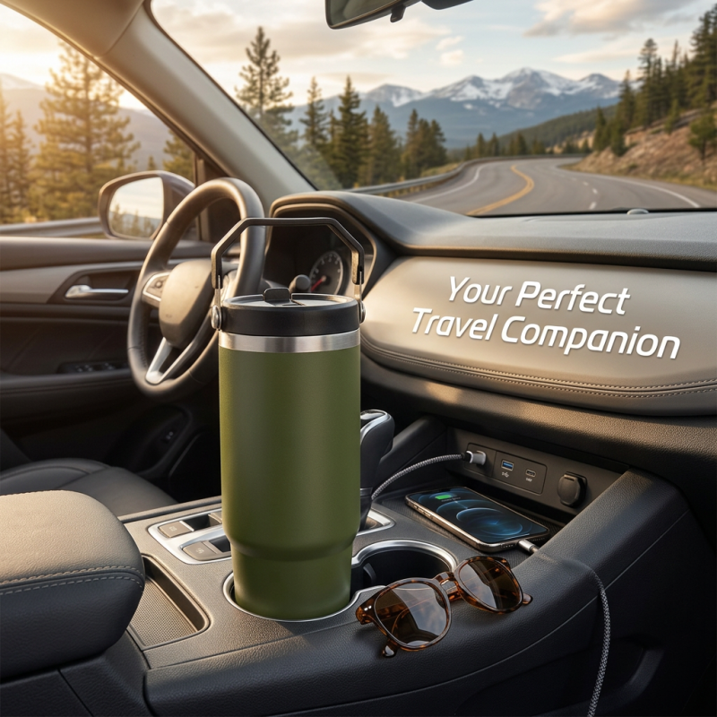 Top Ranking 30oz Stainless Steel Tumbler with Handle and Straw Vacuum Insulated Mug for Car Travel Coffee
