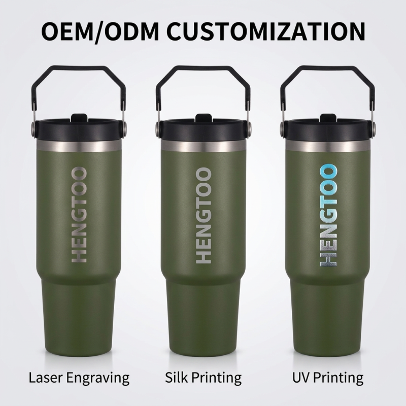 Top Ranking 30oz Stainless Steel Tumbler with Handle and Straw Vacuum Insulated Mug for Car Travel Coffee