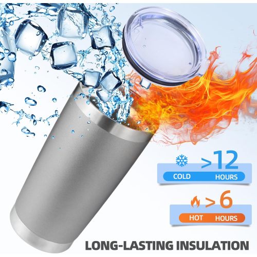 20oz Stainless Steel Travel Insulated Tumbler Straw Double Wall Insulated Iced Coffee Mug Hot Cold Drinks Fits Car Cup Holder
